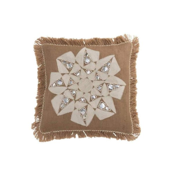 CUSHION FLOWER ABSTRACT JUTE NATURAL/BEIGE