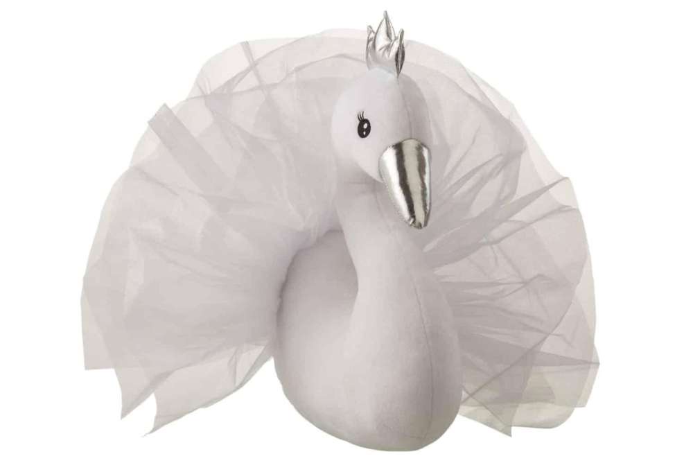 SWAN WALL DECO PLUSH WHITE/SILVER