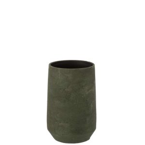 VASE IRREGULAR ROUGH CERAMIC GREEN SMALL