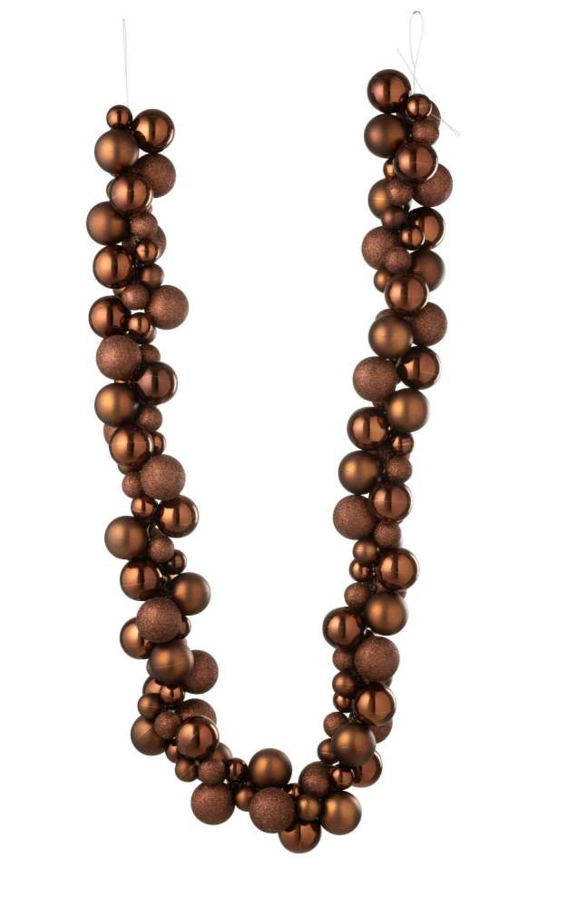 GARLAND CHRISTMAS BAUBLES PLASTIC DARK BROWN