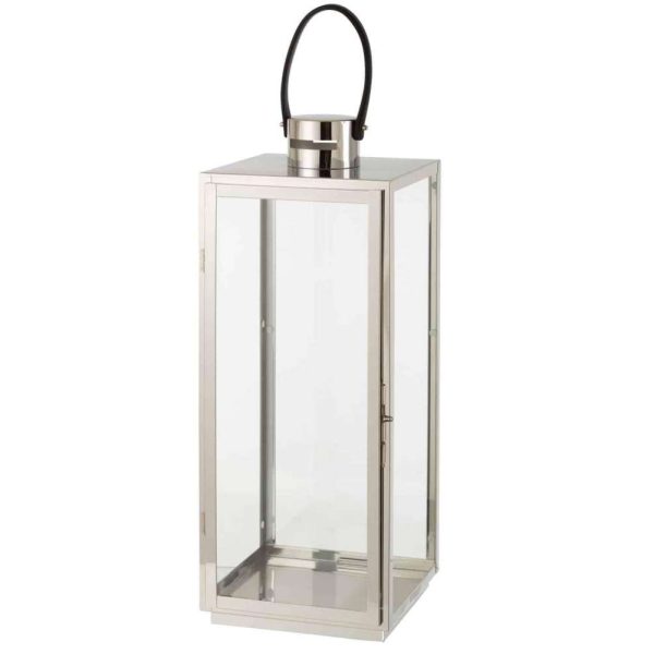 LANTERN SQUARE METAL/GLASS SILVER