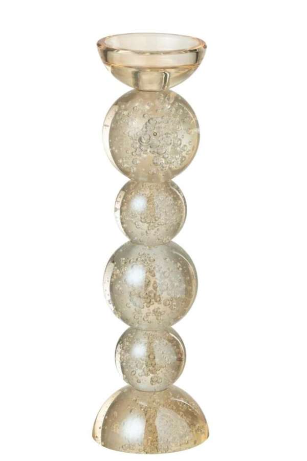 CANDLE HOLDER GLASS CHAMPAGNE COLORED LARGE