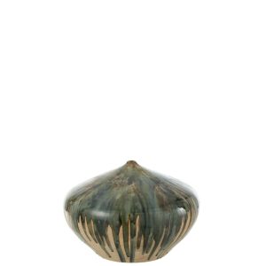 VASE LOW PAINT CERAMIC NATURAL/GREEN
