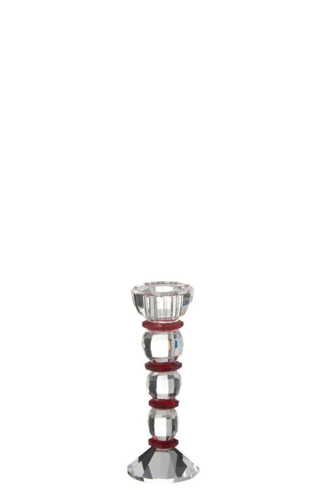 CANDLE HOLDER ANNIE CRYSTAL RED/TRANSPARENT SMALL
