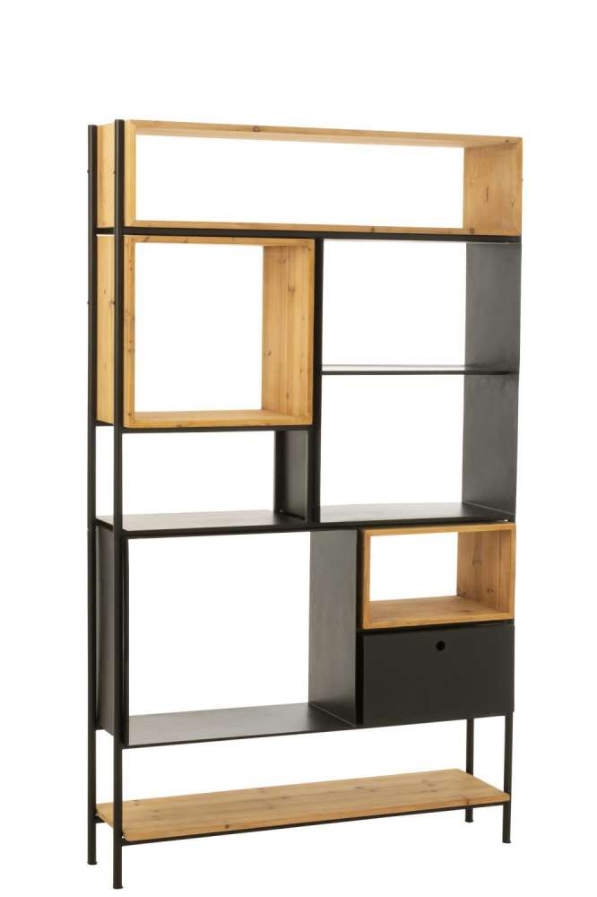 SHELF TINA FIR WOOD/IRON BLACK/NATURAL LARGE
