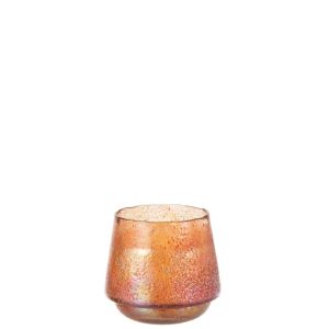 TEALIGHT HOLDER DOTS GLASS ORANGE LARGE