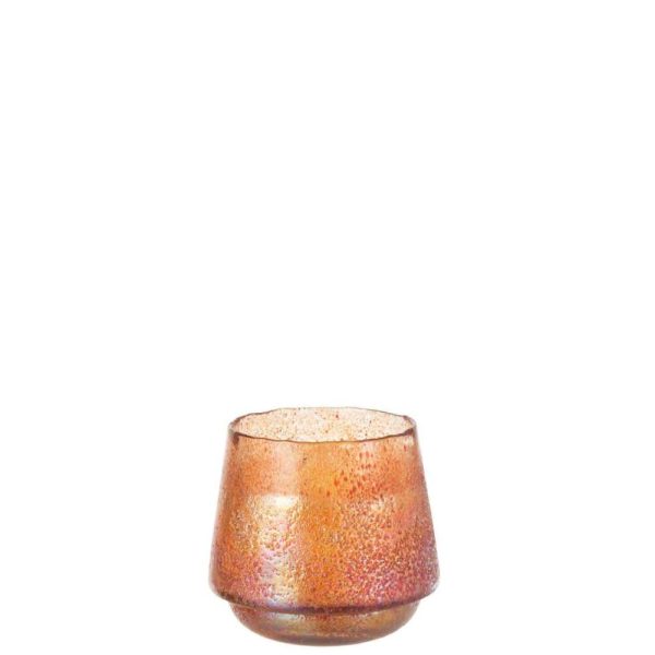 TEALIGHT HOLDER DOTS GLASS ORANGE LARGE