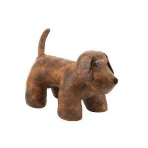 DOOR STOP DOG IMITATION LEATHER DARK BROWN