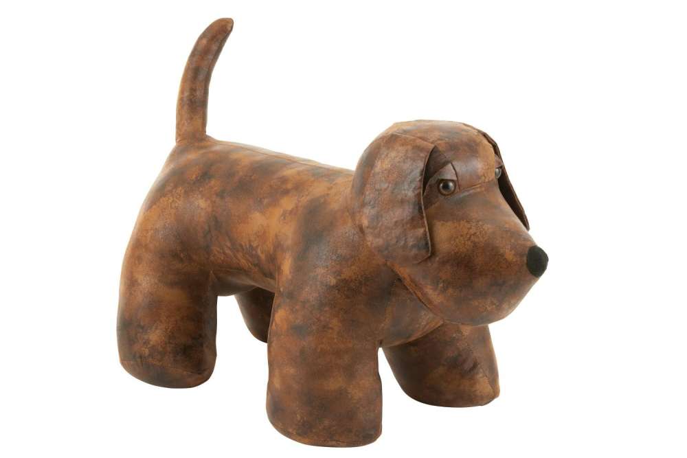 DOOR STOP DOG IMITATION LEATHER DARK BROWN