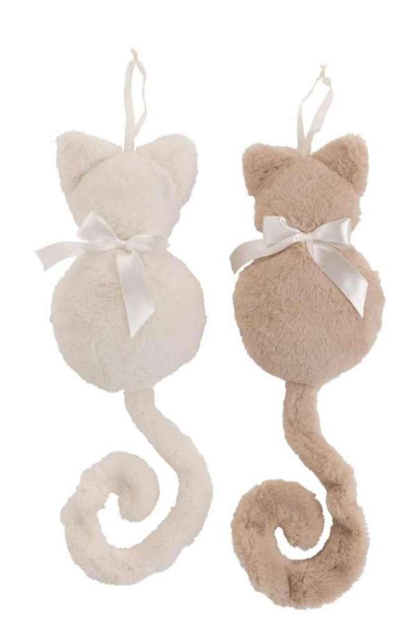 CAT HANGING DECO PLUSH ECRU/BEIGE ASSORTMENT OF 2