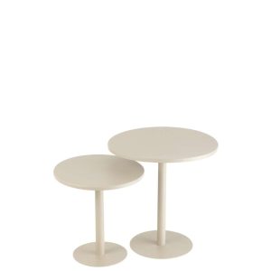 SET OF 2 SIDE TABLES ROUND METAL GREY