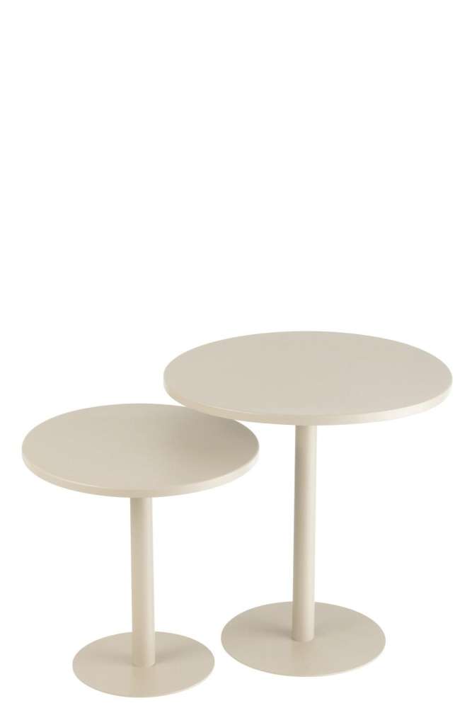 SET OF 2 SIDE TABLES ROUND METAL GREY