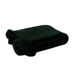 PLAID POMPOM POLYESTER BLACK