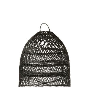 LAMP SHADE WAVES RATTAN BLACK