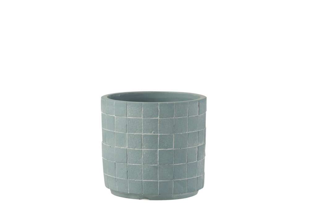 FLOWERPOT SQUARE CERAMIC LIGHT BLUE MEDIUM