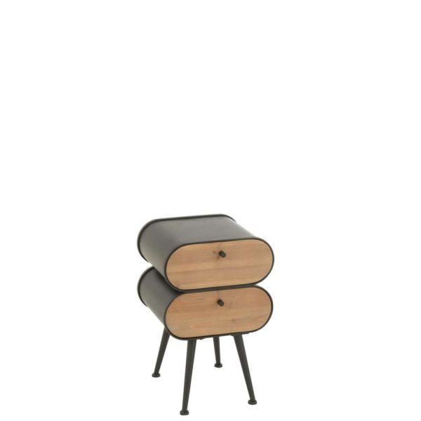 CABINET WOOD AND METAL CABINET FIR WOOD BLACK/LIGHT BEIGE