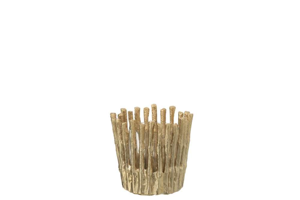 CANDLE HOLDER ALUMINIUM GOLD COLORED SMALL