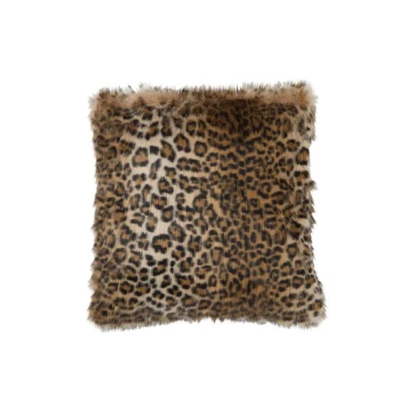 CUSHION FAKE FUR LEOPARD BLACK/BROWN