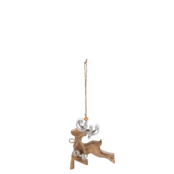 HANGER REINDEER MANGO WOOD NATURAL/SILVER