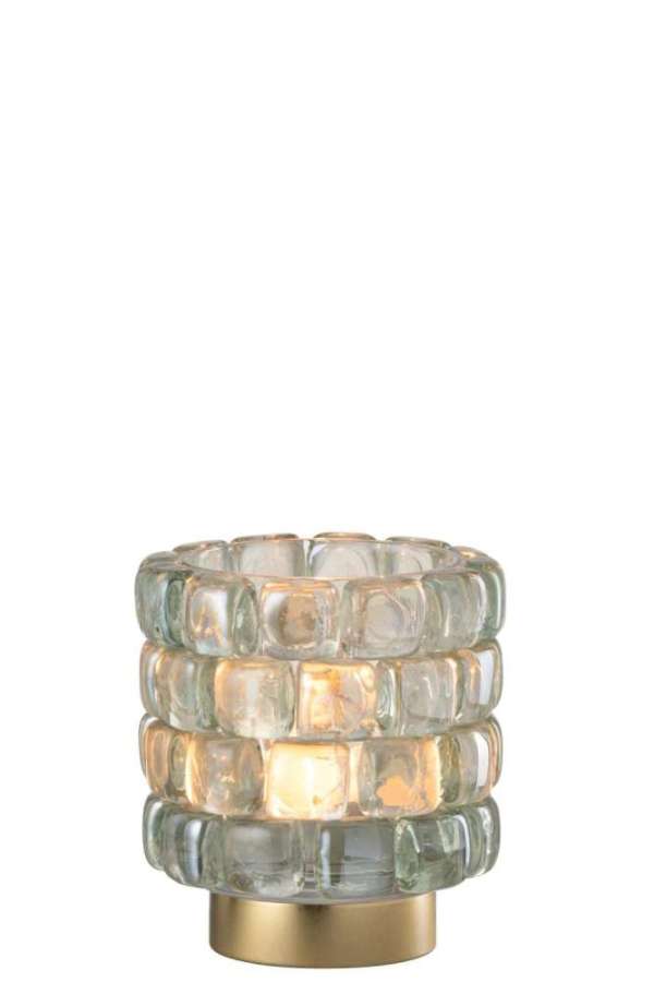 TEALIGHT HOLDER SQUARE MOSAIC GLASS TRANSPARENT SMALL