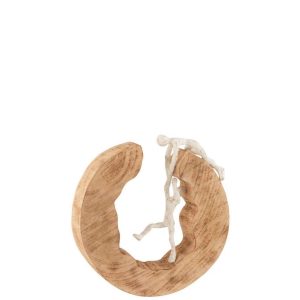 FIGURE COUPLE CLIMBING MANGO WOOD/ALUMINIUM NATURAL/WHITE