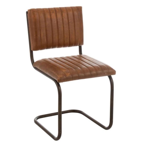 CHAIR MODERN LEATHER/METAL COGNAC XX
