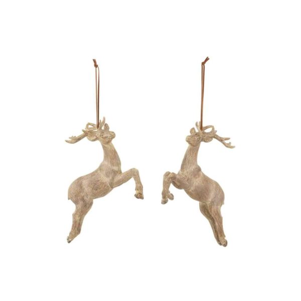 HANGER REINDEER POLY LIGHT BROWN ASSORTMENT OF 2
