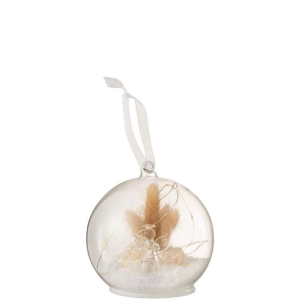 CHRISTMAS BAUBLE LED ANGEL GLASS WHITE