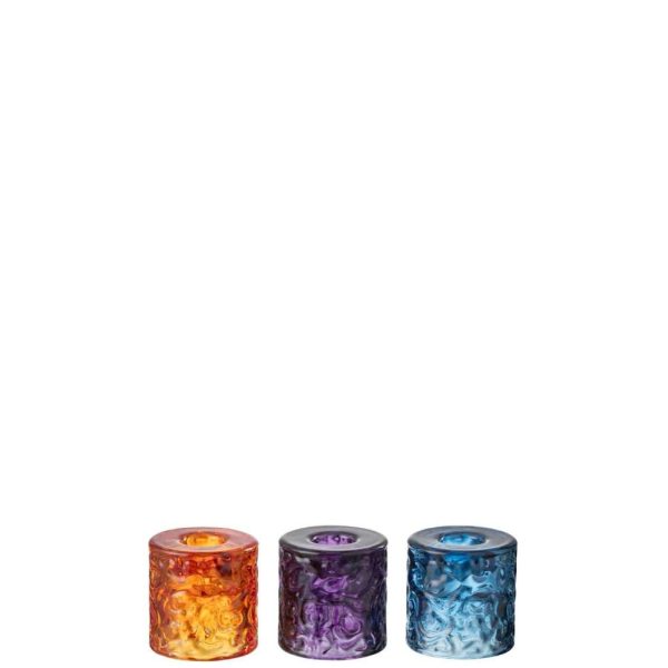 TEALIGHT HOLDER HAMMER GLASS MIX ASSORTMENT OF 3