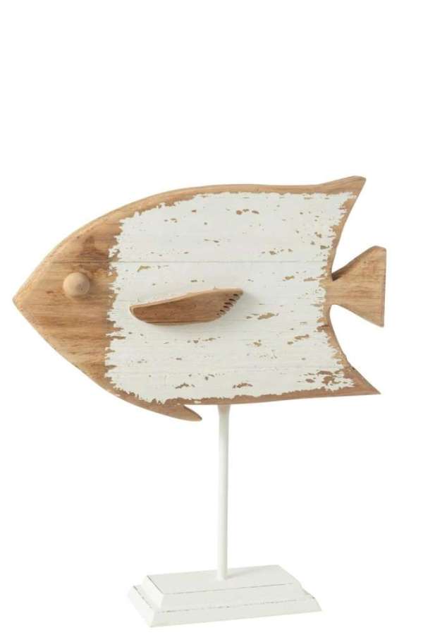 FISH BOLI IRON/FIR WOOD WHITE/NATURAL LARGE