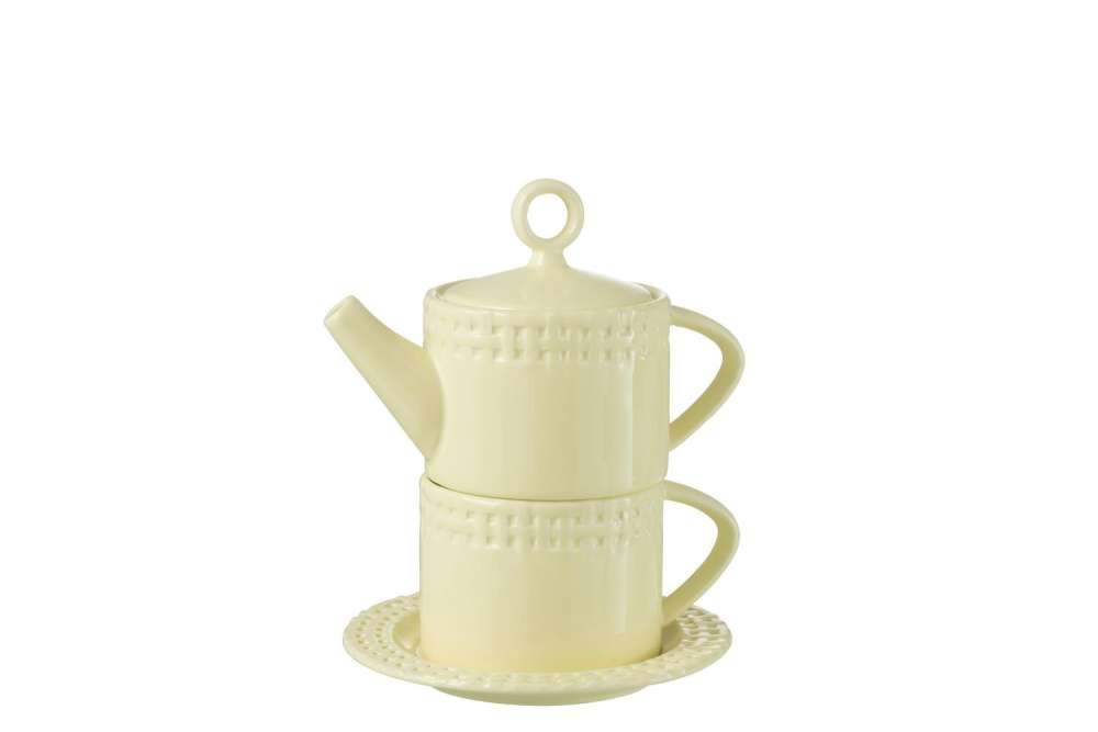 TEA POT AND TEA CUP CERAMIC YELLOW