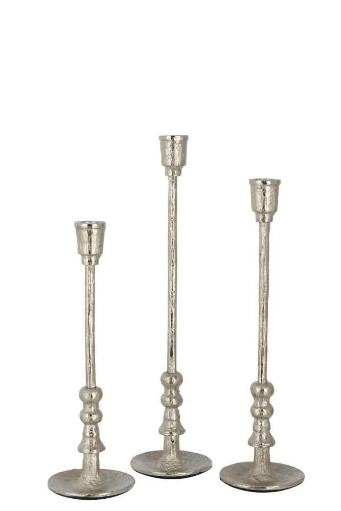 SET OF THREE CANDLESTICK BECCA ALUMINIUM SILVER