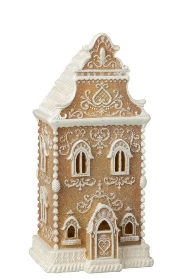 GINGERBREAD LED HOUSE LIMEPOWDER BEIGE/WHITE