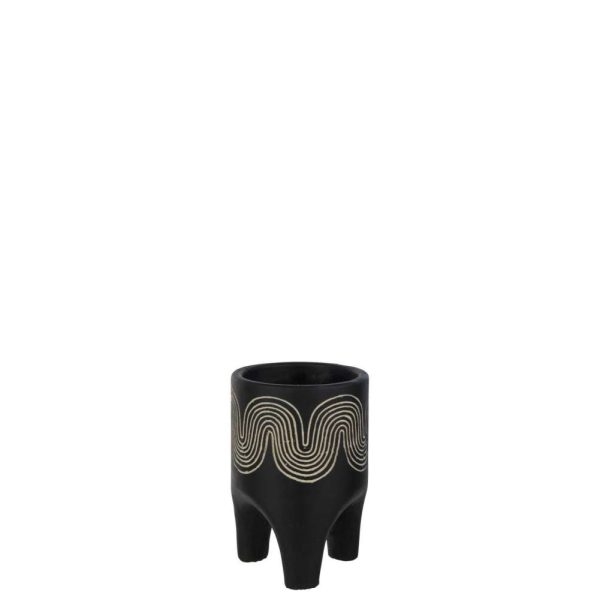 FLOWERPOT ON FOOT GOLF CEMENT BLACK SMALL