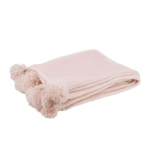PLAID POMPOM POLYESTER LIGHT PINK