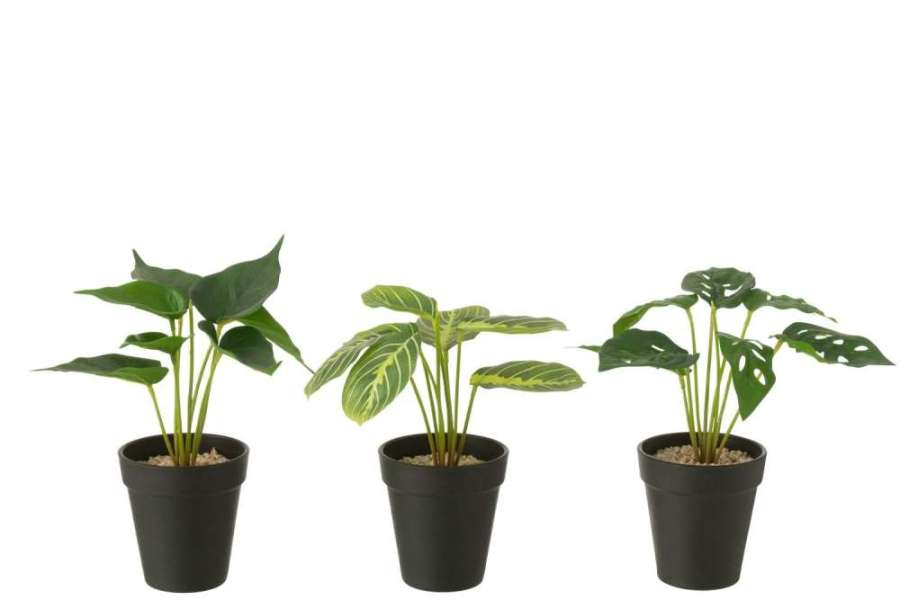 PLANTS IN POT ARTIFICIAL GREEN ASSORTMENT OF 3