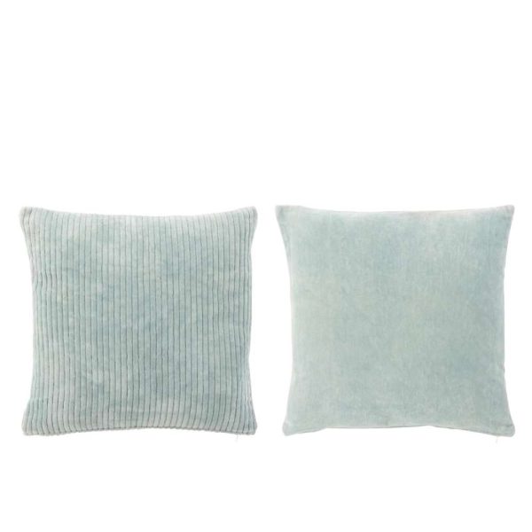 CUSHION VELVET SQUARE COTTON BLUE ASSORTMENT OF 2