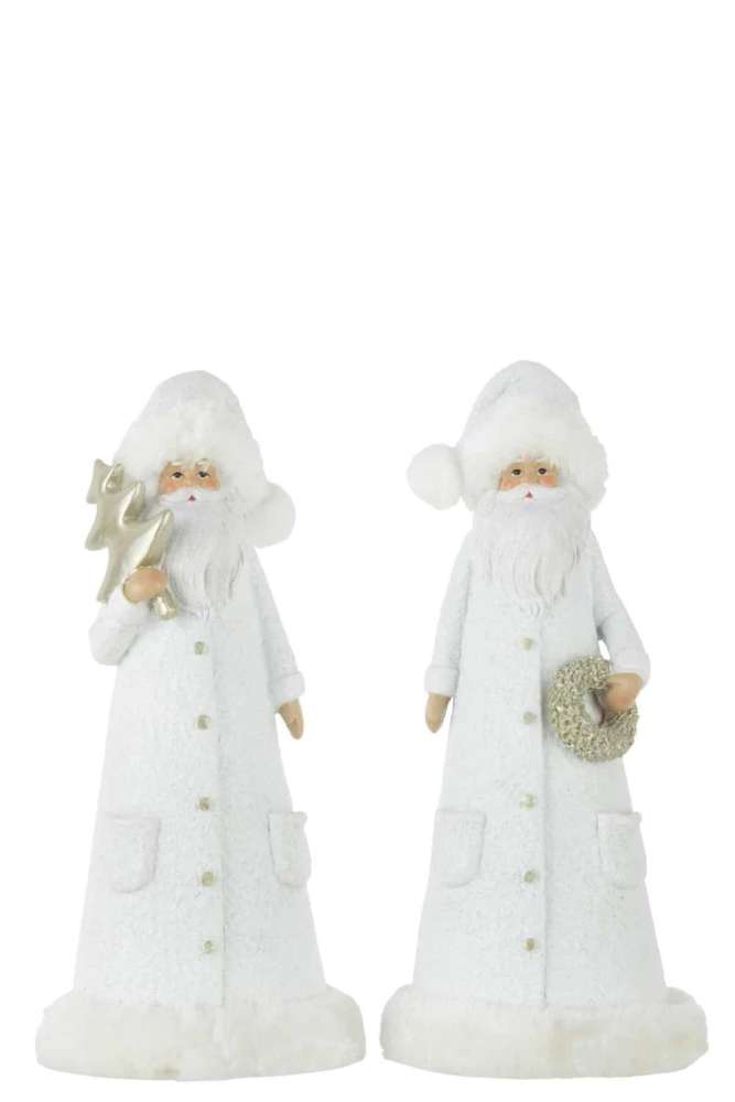SANTA CLAUS POLY WHITE/GOLD LARGE ASSORTMENT OF 2