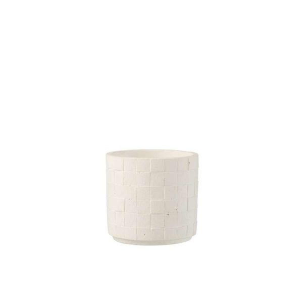 FLOWERPOT SQUARE CERAMIC WHITE SMALL