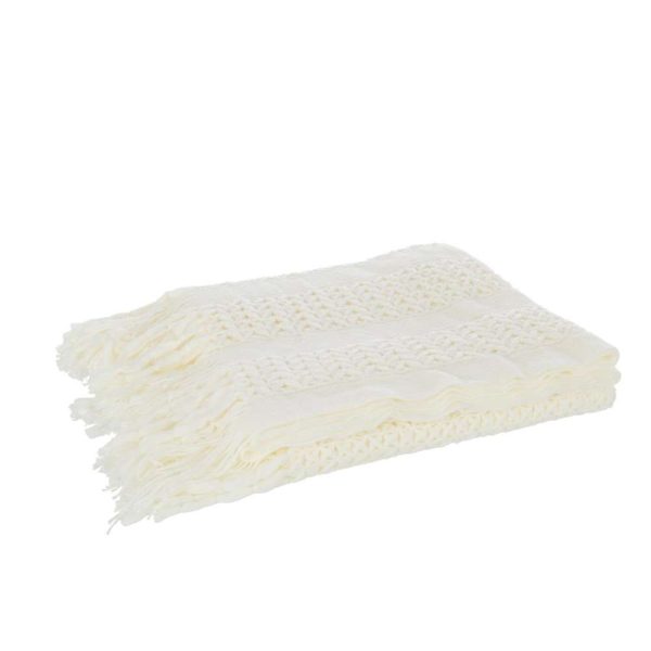 PLAID KNITTED ACRYLIC WHITE