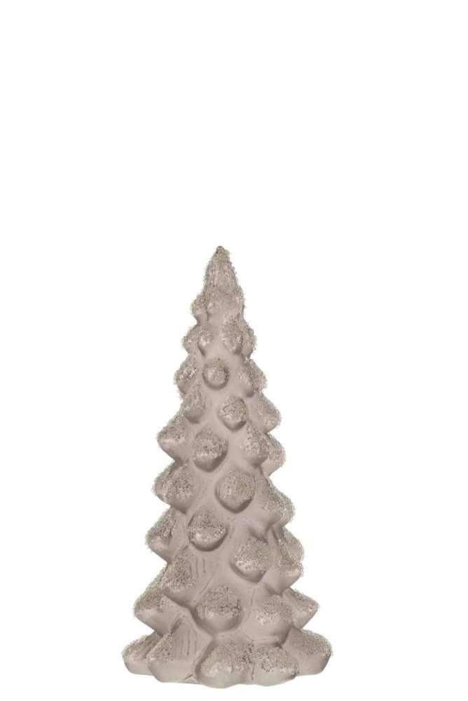CHRISTMAS TREE DECO SUGAR GLASS FROSTED GREY SMALL