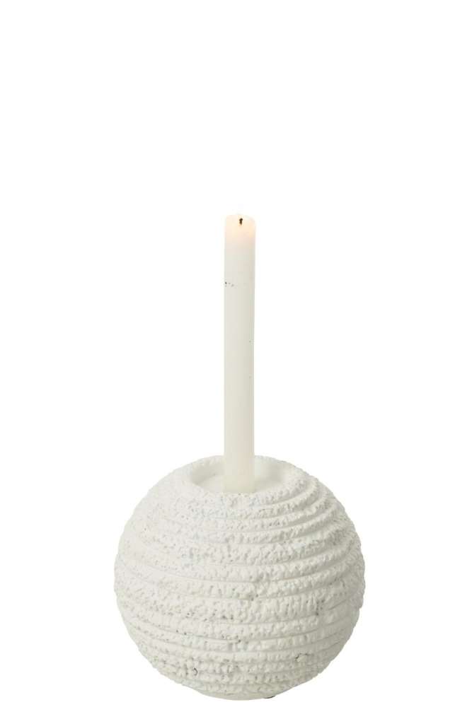 CANDLEHOLDER CRETA ROUND CEMENT WHITE LARGE