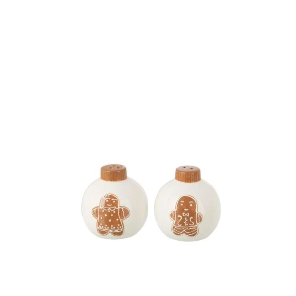 SALT & PEPPER CHRISTMAS BALL ROUND DOLOMITE WHITE/CARAMEL