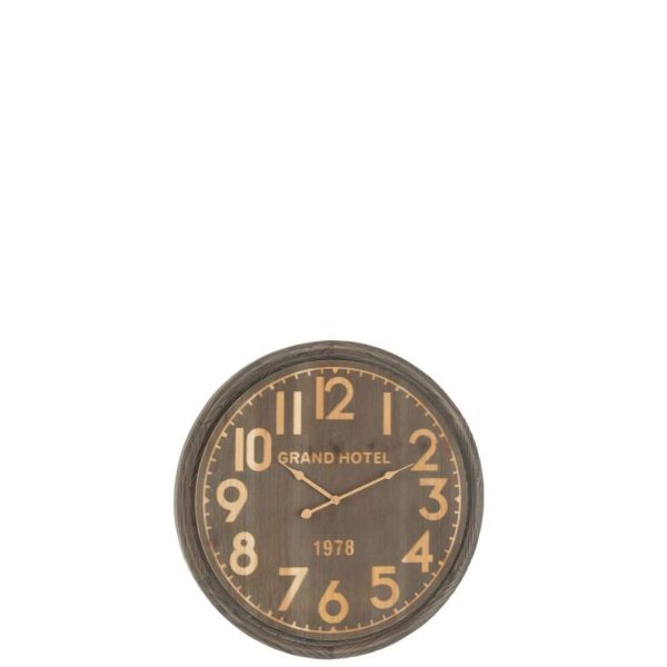 WALL CLOCK GRAND HOTEL MDF DARK NATURAL SMALL