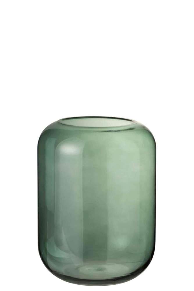 VASE CYLINDER GLASS GREEN MEDIUM