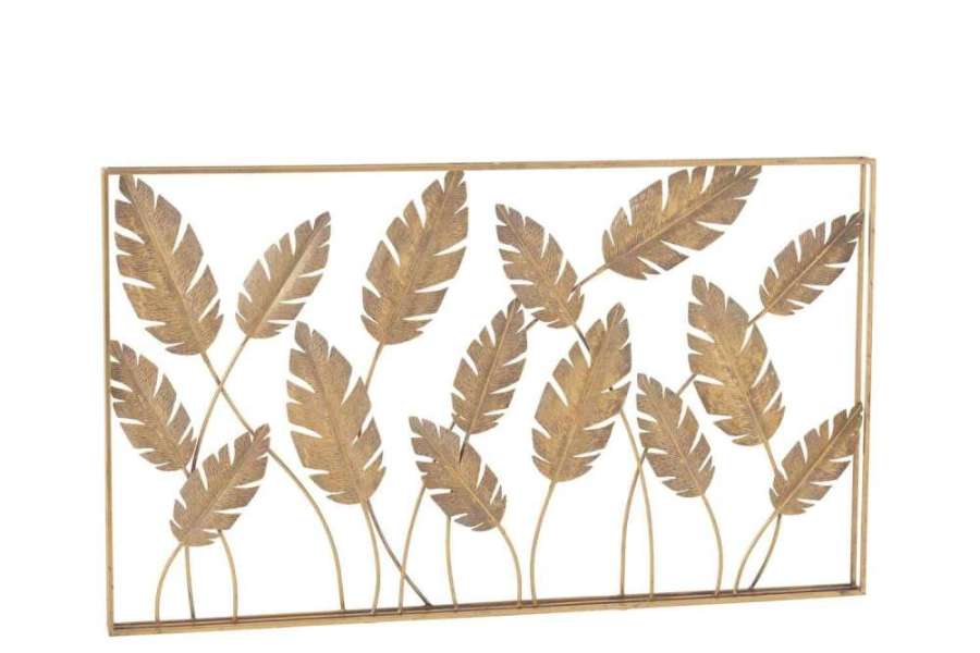 WALL DECORATION LEAVES METAL GOLD