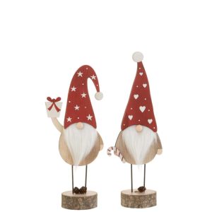 SANTA ON FOOT HAT HEART/STAR WOOD RED/WHITE LARGE ASSORTMENT OF 2