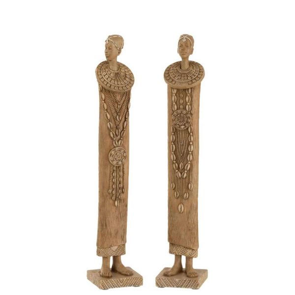 AFRICAN FIGURE POLY BROWN ASSORTMENT OF 2