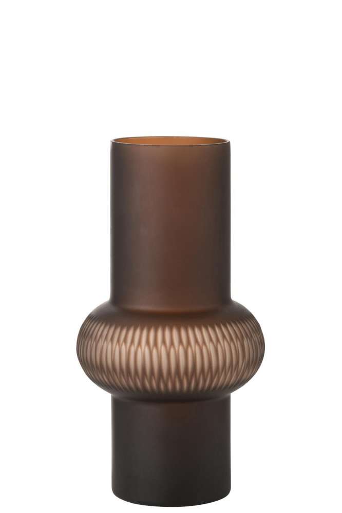 VASE STRIPE BALL GLASS BROWN SMALL