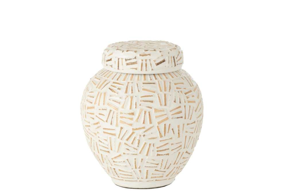 POT WITH LID LAUWRA TERRACOTTA WHITE LARGE